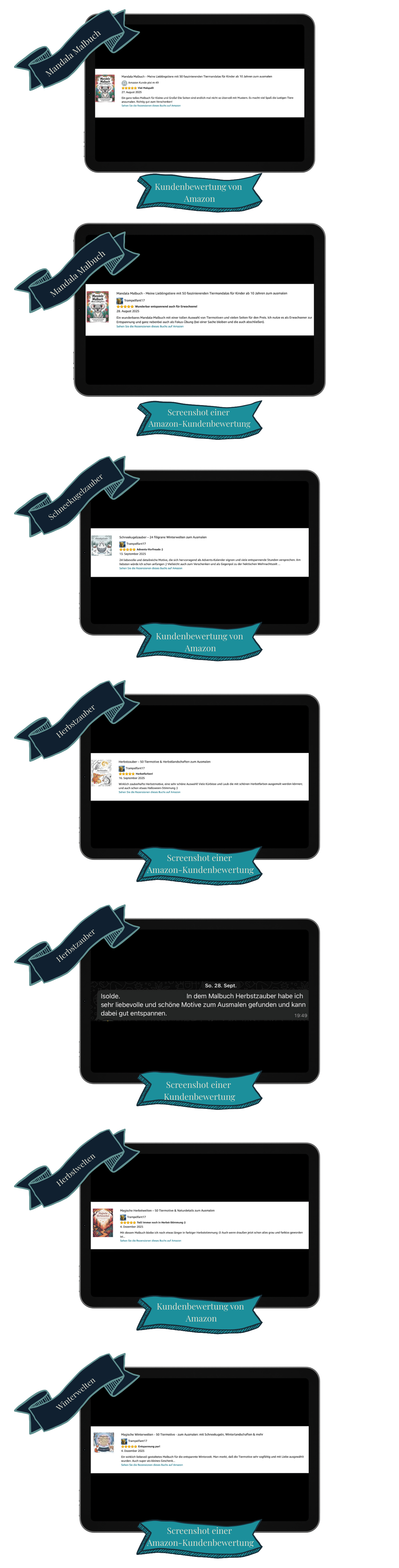 Screenshots mehrerer Amazon-Kundenbewertungen