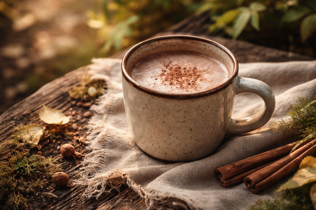 Ritueller Kakao in einer Tasse für eine Kakaozeremonie